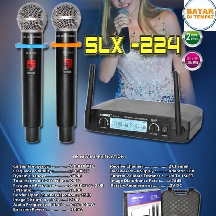 Shure Mic Wireless Shure SLX 224 Koper Handheld Digital display -Black