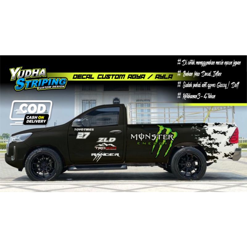STICKER DECAL MOBIL HILUX / STICKER VARIASI TOYOTA HILUX SINGLE CABIN