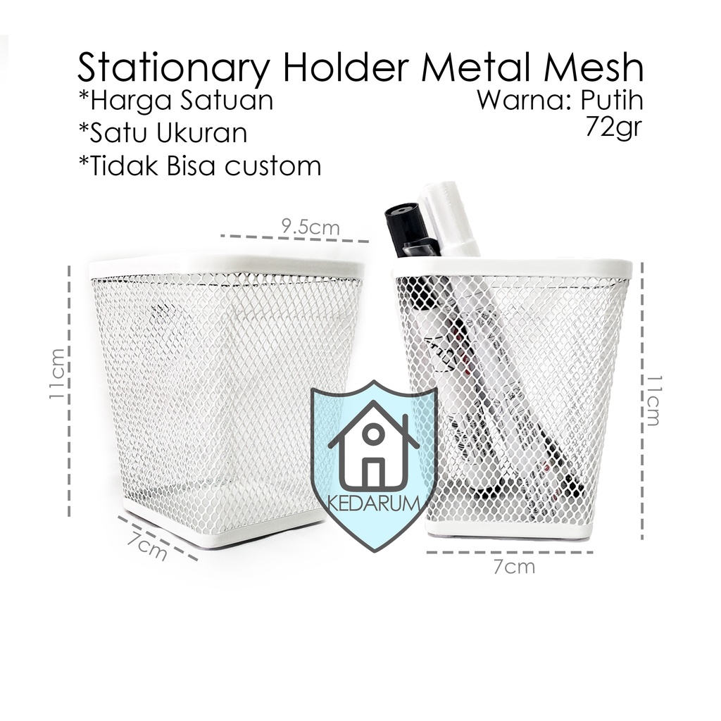 

Stationary Holder Metal Mesh, Desk Set Pen Pencil Holder Organizer Tempat Pulpen Alat Tulis Jaring Jala Atas Meja, Simple Putih