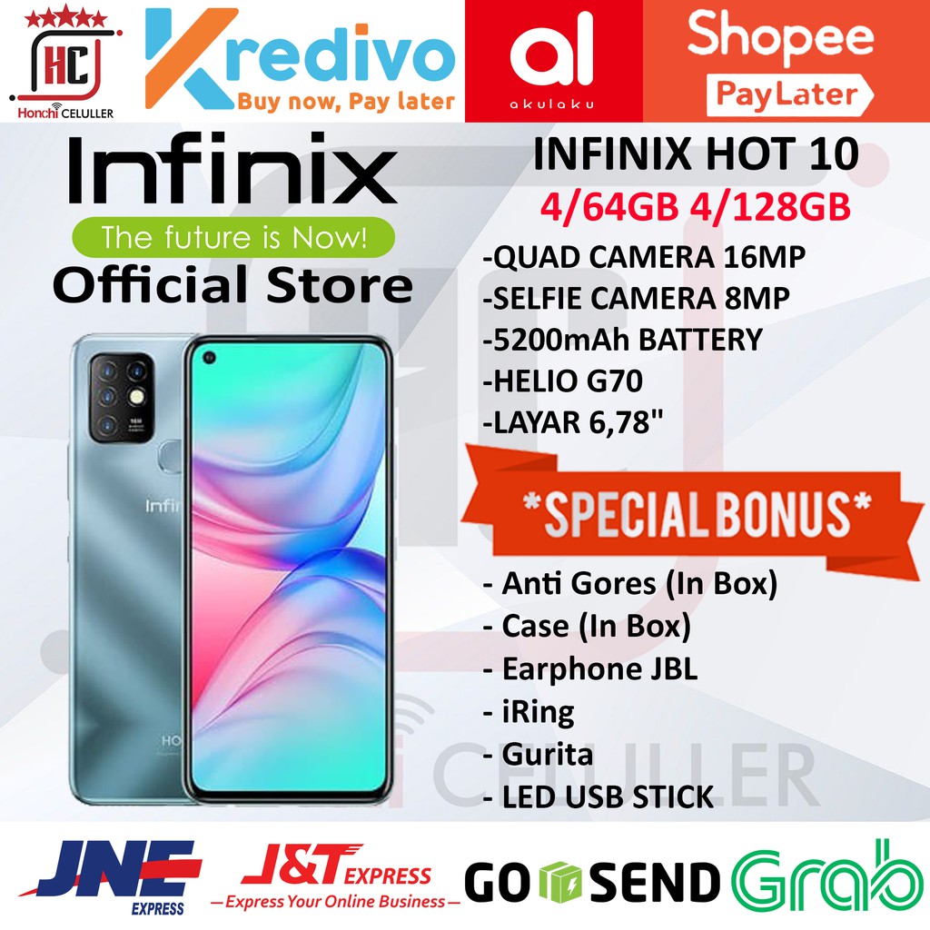 INFINIX HOT 10 4/128GB 4/64GB GARANSI RESMI INFINIX INDONESIA ORIGINAL FULL BONUS