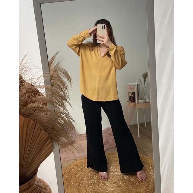 JEJE BLOUSE - OVERSIZE ATASAN WANITA TOP CRINGKLE AIR FLOW - blus vara outfit korea