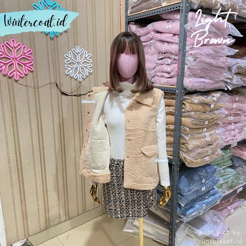 Fur vest import Maya rompi hangat wanita gunung korea style korean tebal bulu winter musim dingin