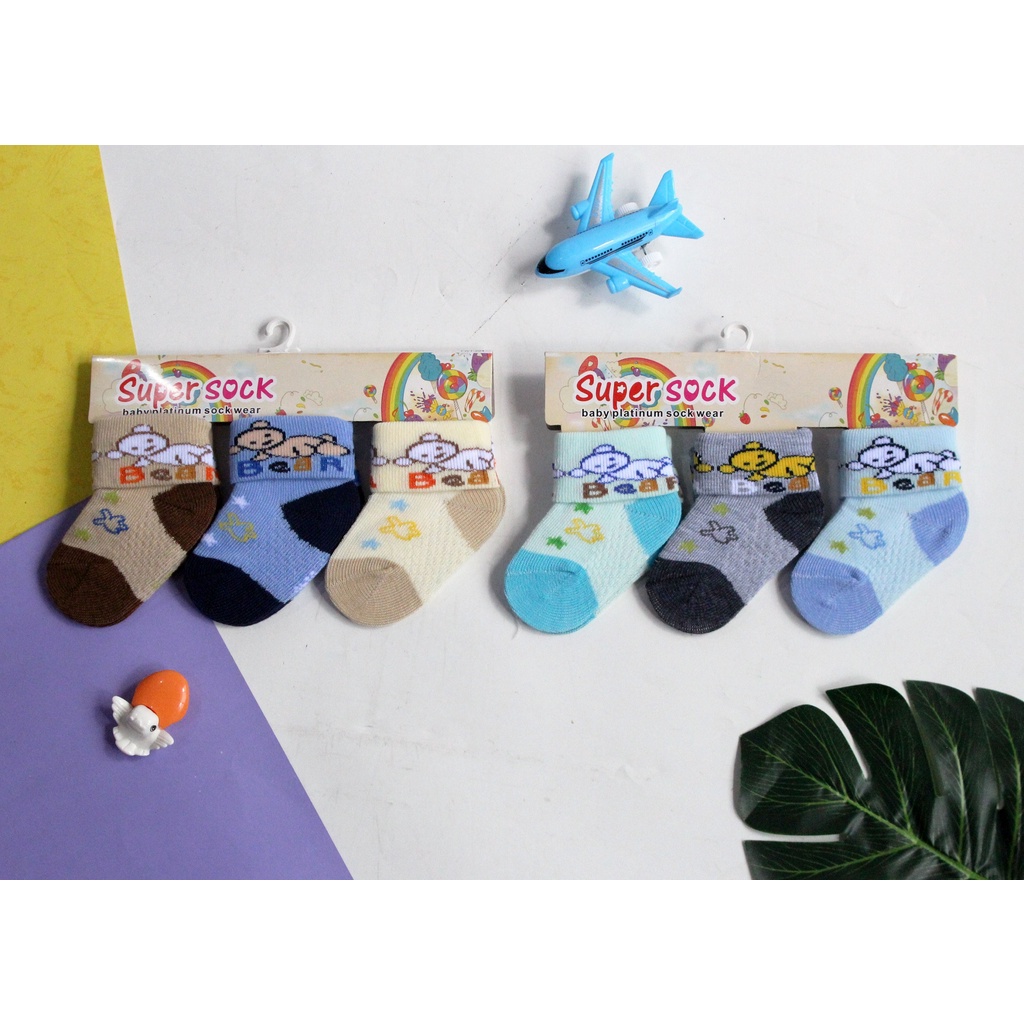 Kaos Kaki Bayi isi 3 Psg Baby  Kingdom SNI /  Winteku 3 Pasang Kaos kaki Bayi Newborn 0 -1 Tahun SNI Bahan lembut 25 26 520-1 520 - 2 520-3 520-4 888 889  899 996 480-1 480-3 Supersock