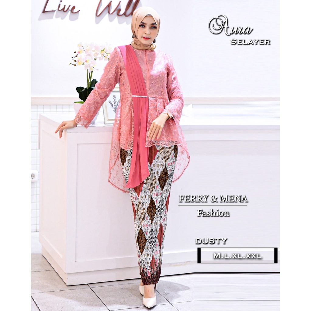 FER> BAJU KEBAYA AURA SELENDANG / BAJU KEBAYA MODERN /BLOUSE KEBAYA TERLARIS - KEBAYA MODEL KEKINIAN-DUSTY