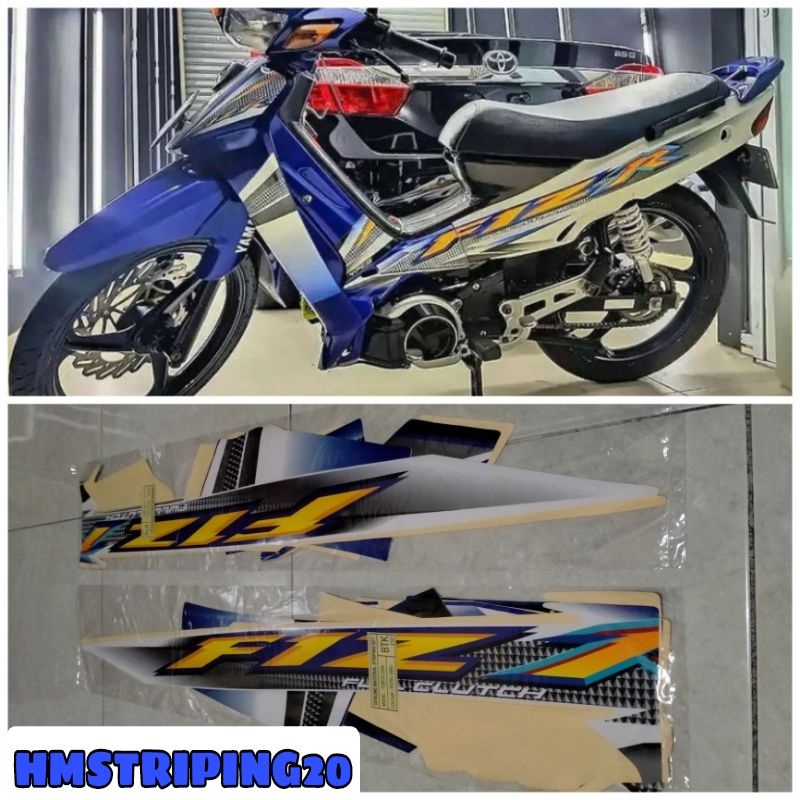 STIKER STRIPING LIS BODY YAMAHA FIZ R 2004 BIRU PUTIH