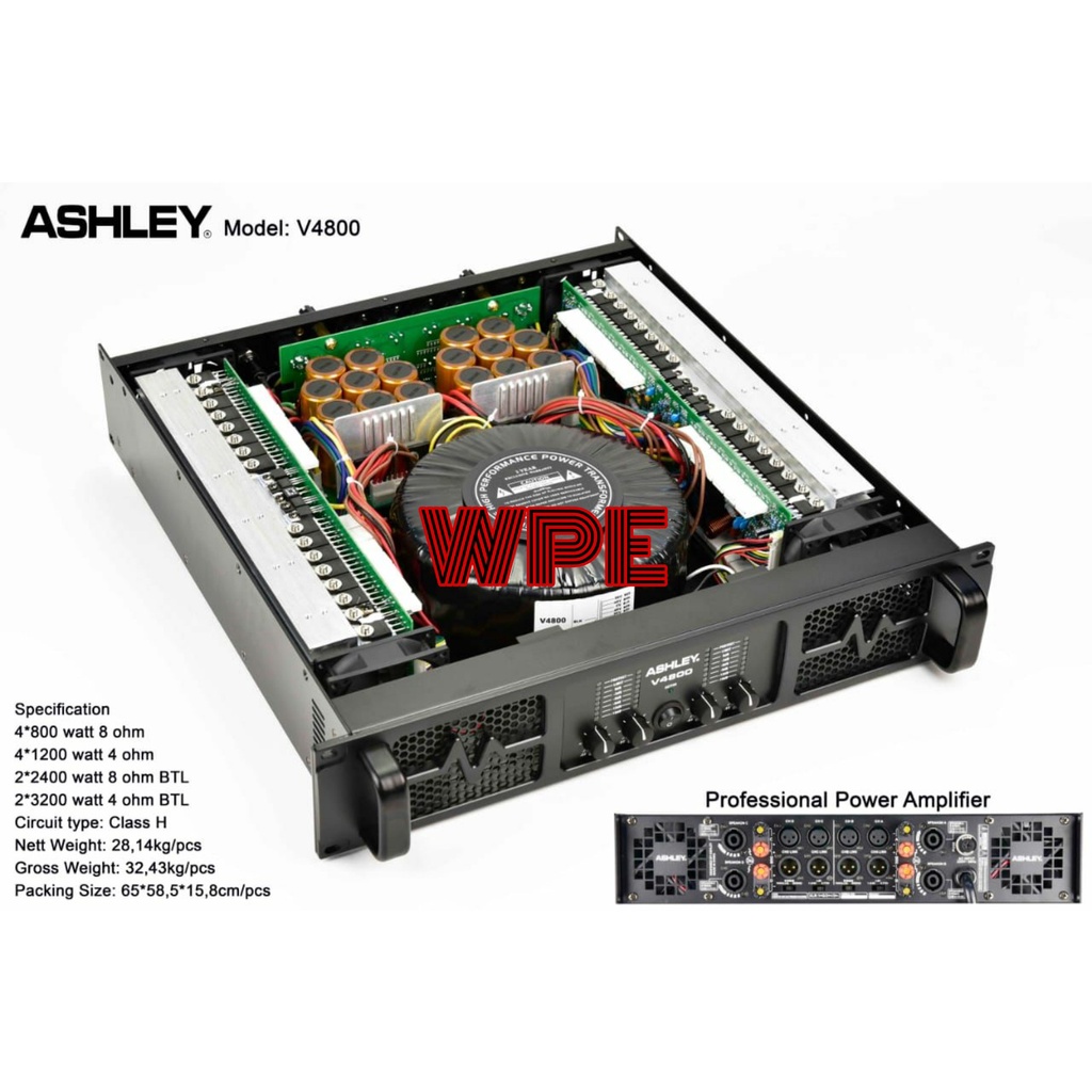 power amplifier ashley v4800/ashley v 4800 original 4 channel