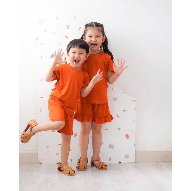 One Set Setelan Anak Perempuan Cewek Balita Kids Baju Anak Kaos Anak Celana Pendek Anak Perempuan