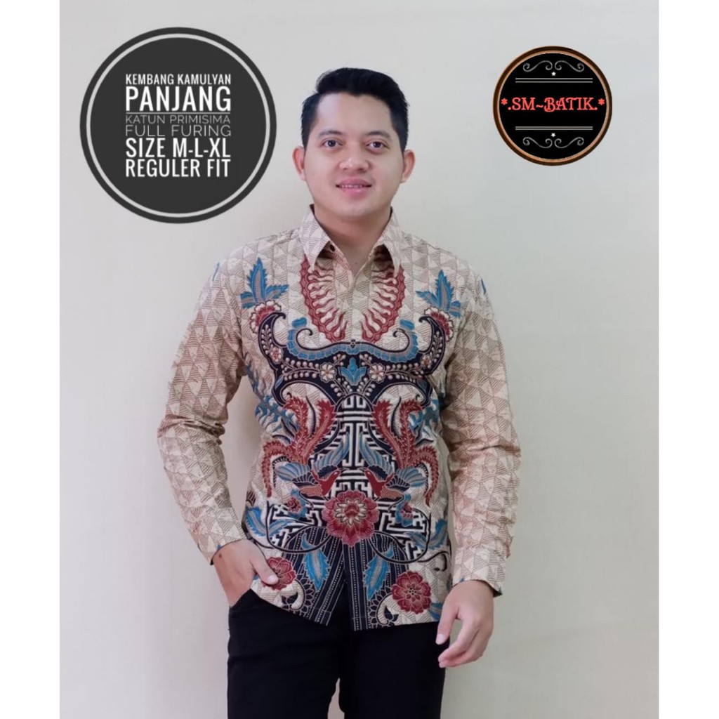 KEMBANG KAMULYAN Kemeja Batik Pria Lengan Panjang Katun Halus FULL FURING SM Batik