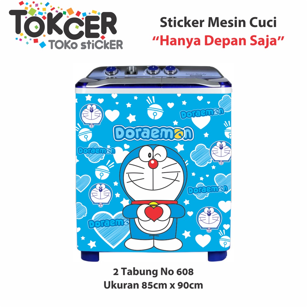 Stiker Mesin Cuci 1 atau 2 Tabung DEPAN SAJA Motif DORAEMON