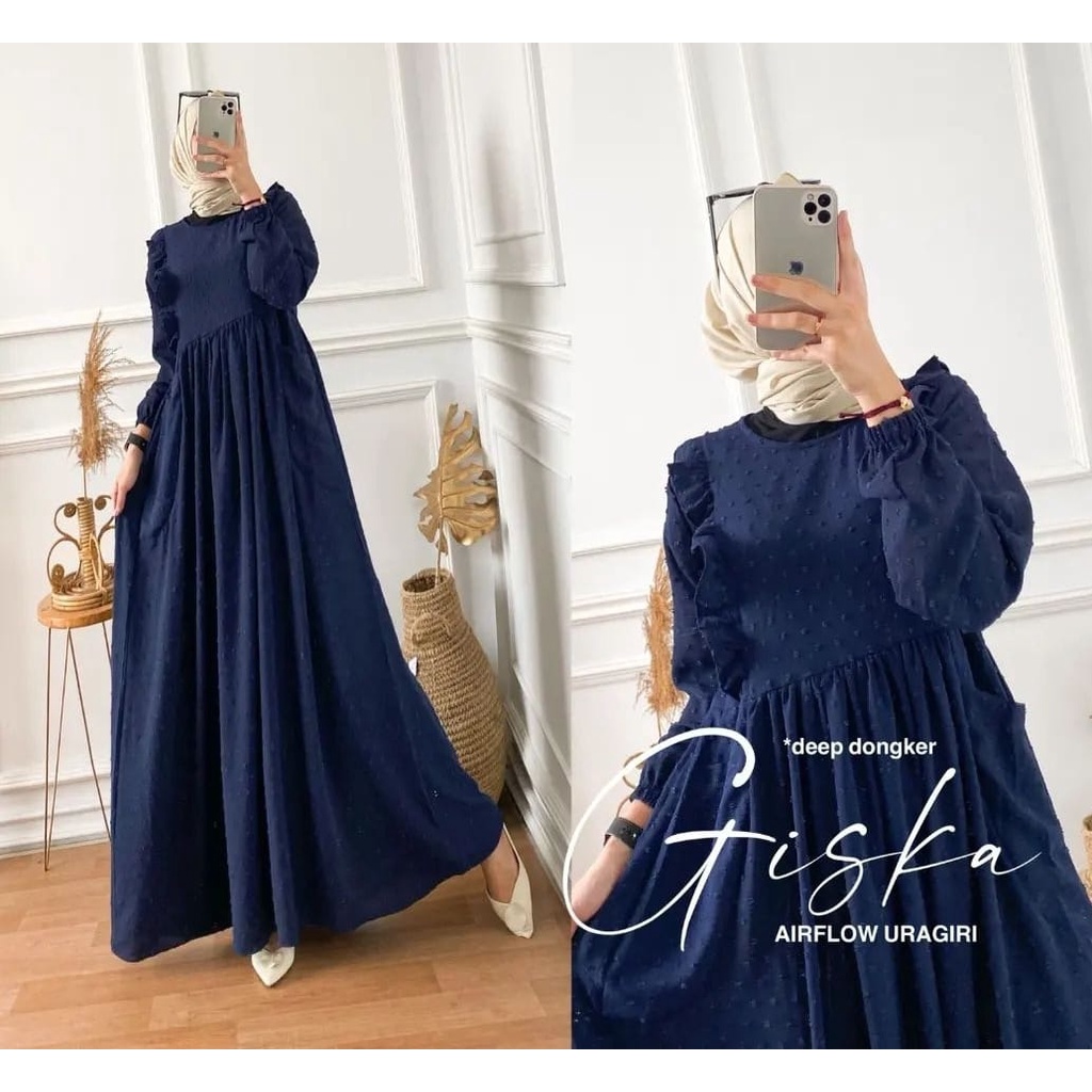 Giska Dress Bahan Crinkle Uragiri Terbaru