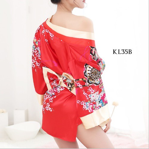 [BISA COD] KIMONO JEPANG LINGERIE KIMONO BAJU KIMONO WANITA MERAH KL35B