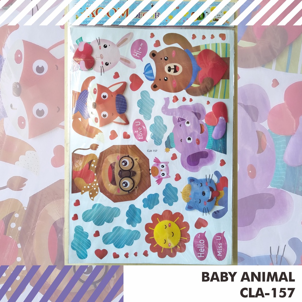 WALLSTICKER / STIKER DINDING 3D HEWAN / 5D DINOSAURUS / BABY ANIMAL / RABBIT / DOLPHIN LUMBA-LUMBA