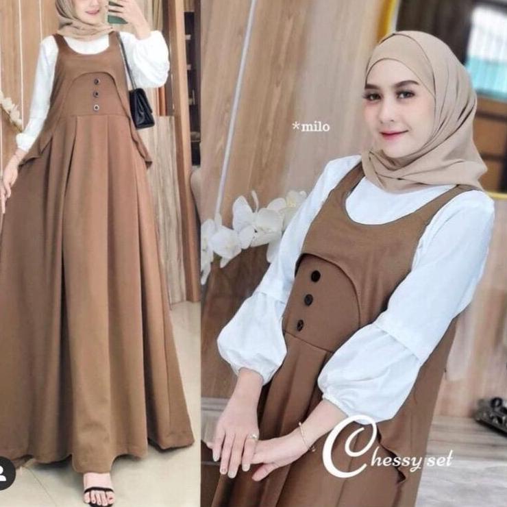 Terbaik.. Chessy Overall Set 2in1/ Pakaian Bumil / Baju Wanita Terbaru/ Baju Wanita Pakaian Wanita T