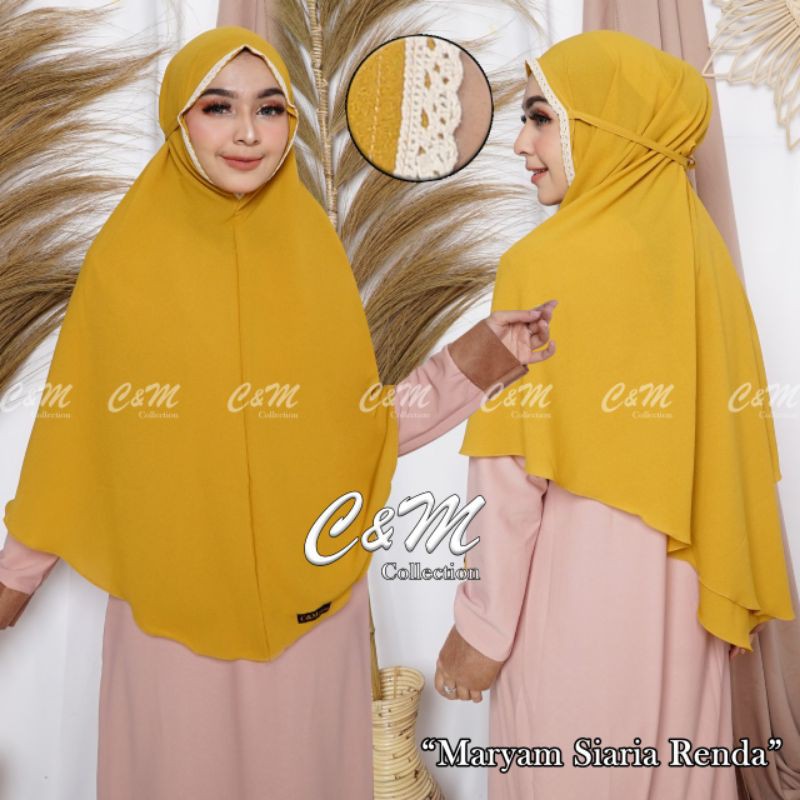 Bergo maryam renda jumbo ukuran XL/khimar maryam renda XL/jilbab maryam renda XL/khimar instan XL