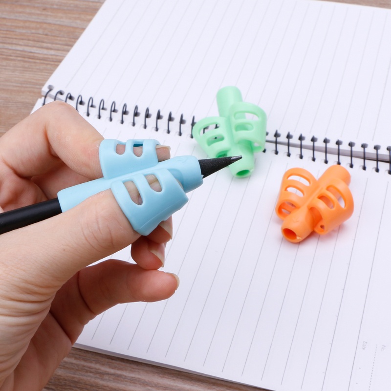 Mary 3Pcs/Pack Silicone Pencil Grips Silicone Pen Aid Grip Alat Koreksi Postur