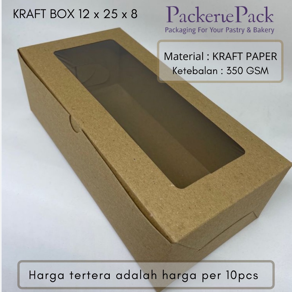 

(10 PCS ) KOTAK DUS KUE KRAFT UK 12 x 25 x 8