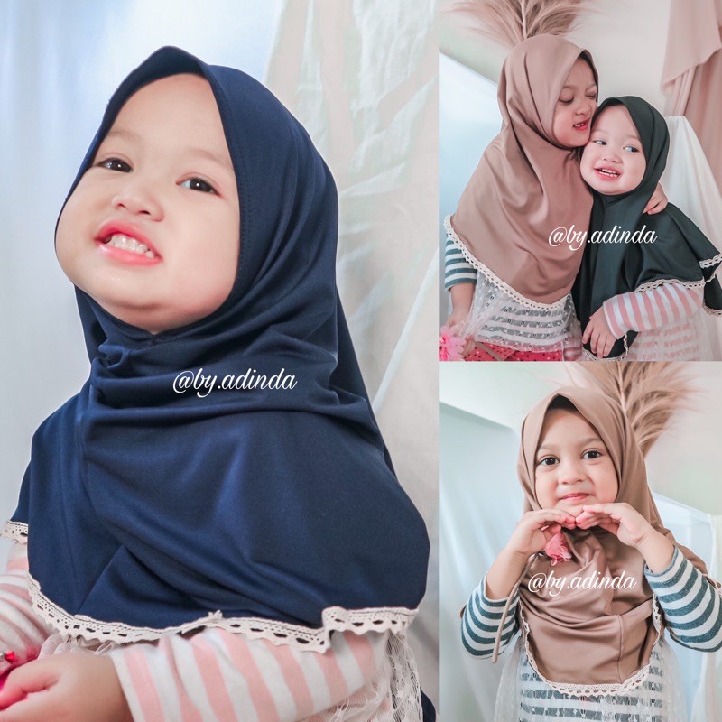 Bergo Anak Jersey Renda Clemira hijab jilbab balita instant syiria