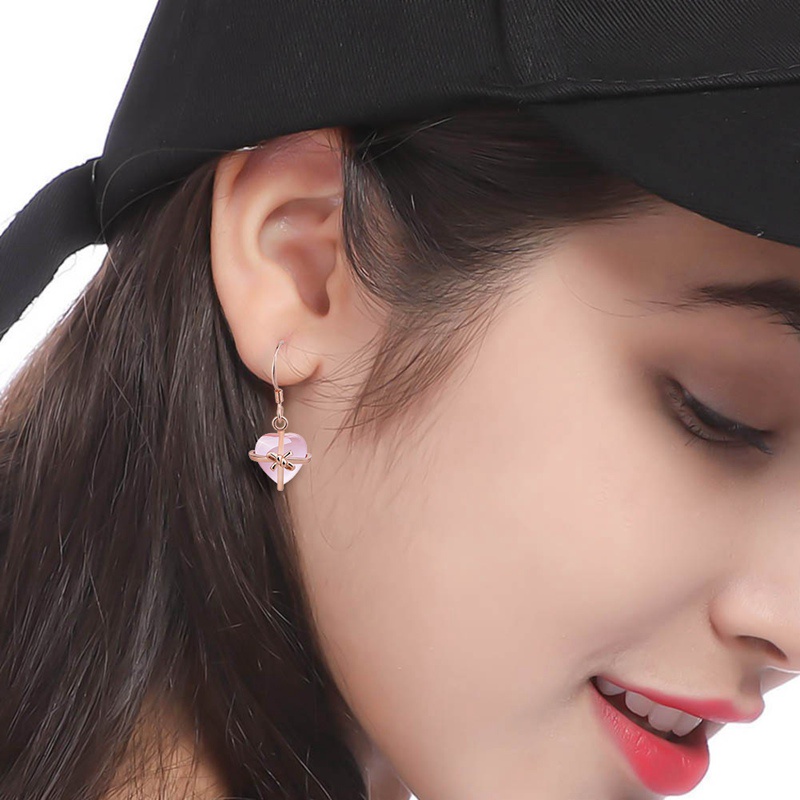 Fancyqube Fancycube Perhiasan Anting Gantung S925 Sterling Silver 100% Batu Kuarsa Alami Bentuk Hati Warna Pink Mawar