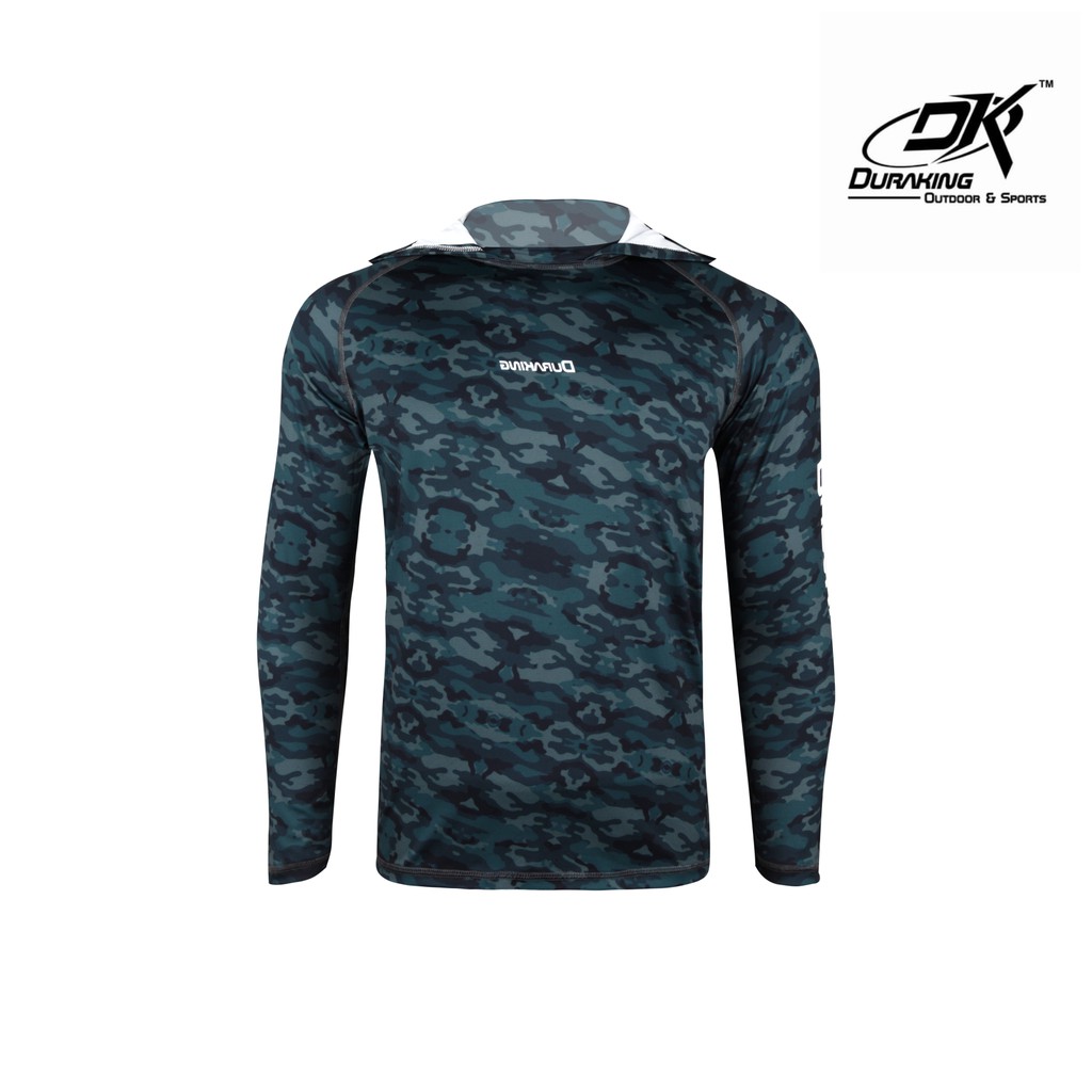 DK Fishing Jersey LS (Man) Dark Camou Water Hoodie Dark Tosca