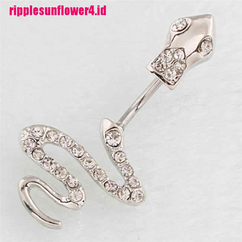 Anting Tindik Perut Bentuk Ular Bahan Stainless Steel