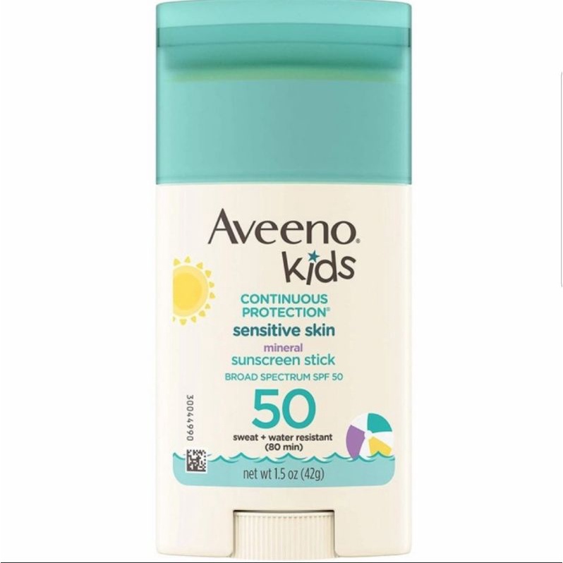 Aveeno Kids Continuous Protection Sensitive Skin Mineral SPF 50 Sunscreen Stick 42 Gr
