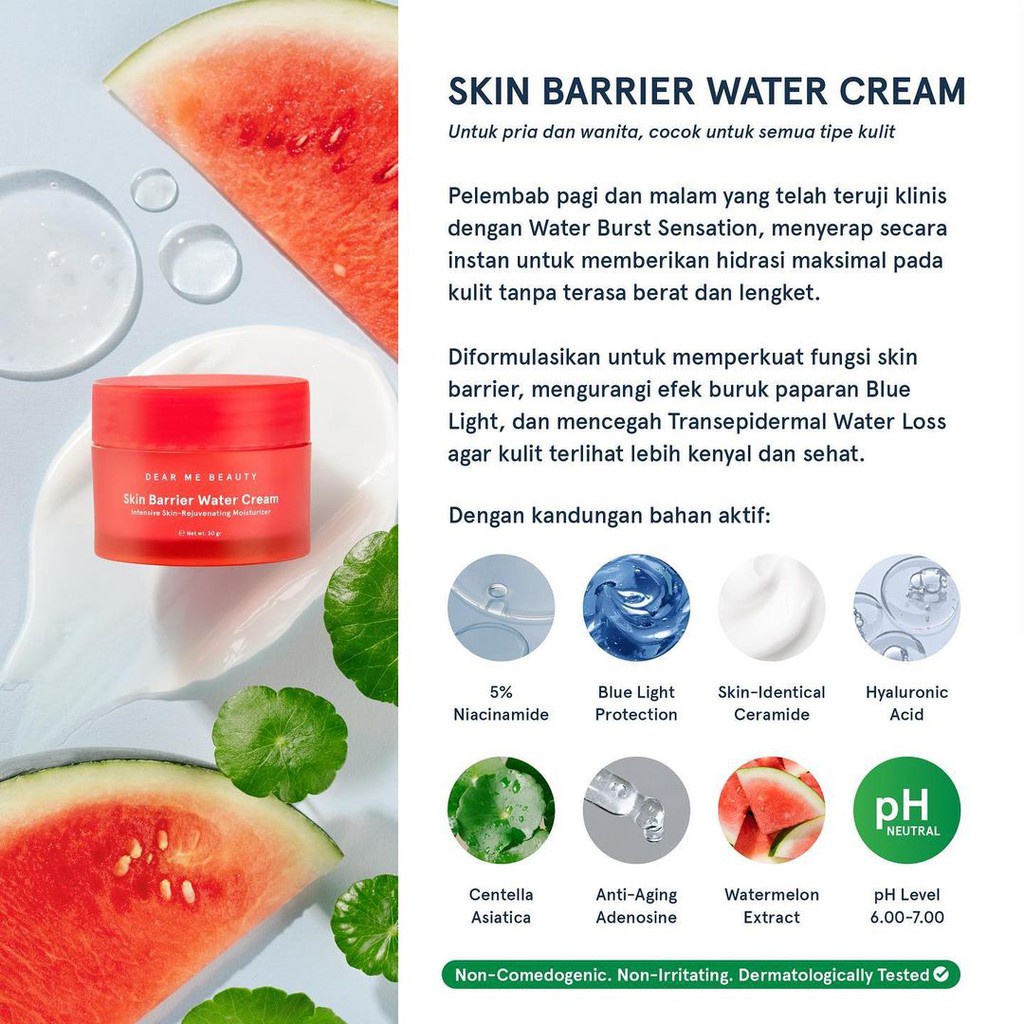 Dear Me Beauty Skin Barrier Water Cream - Overnight Renewal Water Cream  30gr - Nashaquine Beaute