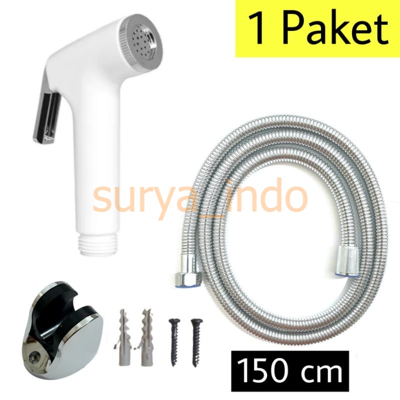 JET SHOWER TOILET SET 150 CM BIDET JETSPRAY SHOWER KLOSET CEBOK PUTIH