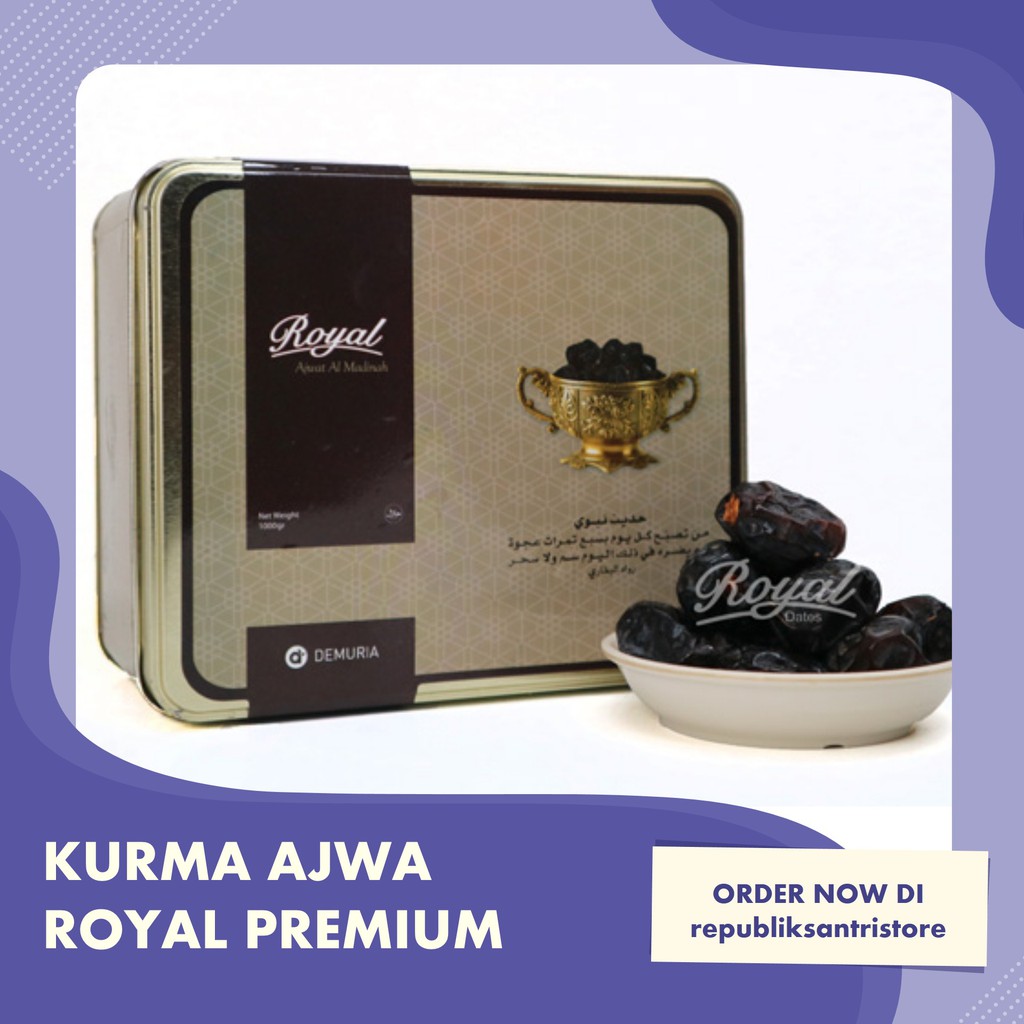 

Kurma Royal Ajwa Al-Madinah 850g Premium Kurma Nabi Najwa Ajwah Ajwat Kurma Arab Sarapan Pagi sunnah