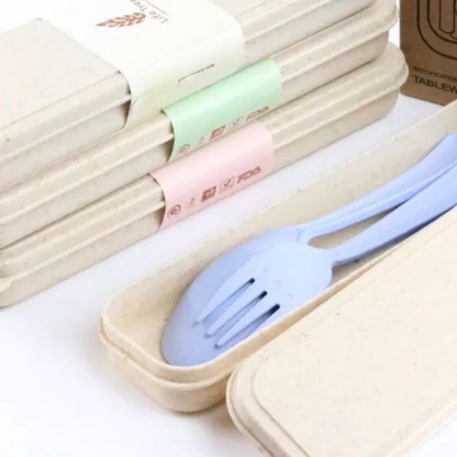 Wheat Fiber Flatware/ Travel Cutlery Set / Travel Eatery Set / Sendok Garpu Dan Sumpit Set