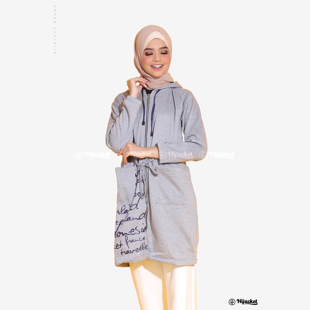 ⏺ Ambil 4 Bayar 1 Aja ⏺ Hijacket® Urbanashion Series (All Size, XL, XXL) Jaket Wanita Bahan 100% Premium Fleece Asli-SKYGREY