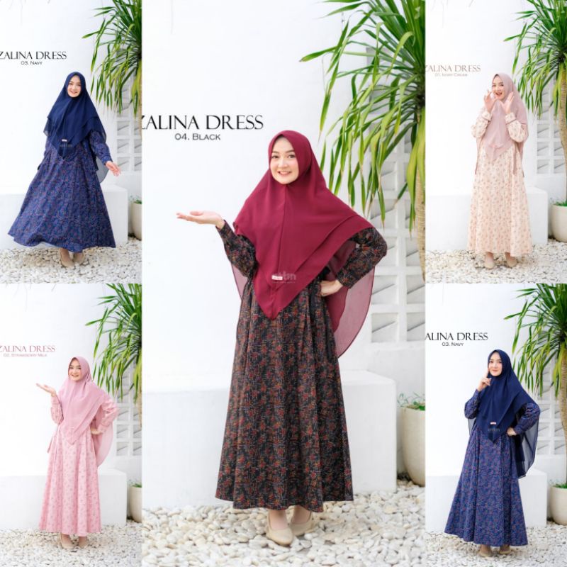 Gamis Katun Jepang Ori Motif Bunga Busui Friendly Zalina Dress by Attin