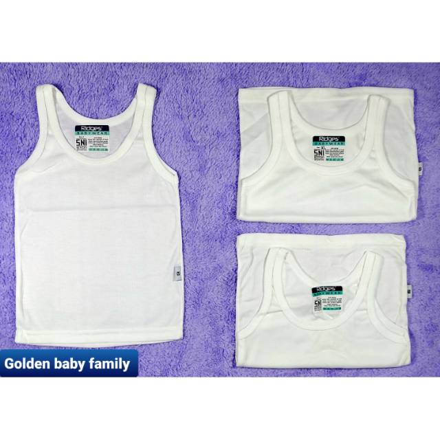 3 Pcs Singlet Ridges Balita Putih Salur Size S M L XL Pakaian Dalam Kecil