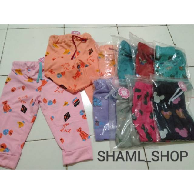 Celana Jogger anak cewek fullprint Size 2y