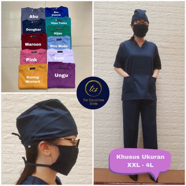 JUMBO SETELAN SERAGAM OK , BAJU SERAGAM OPERASI , BAJU SCRUB , BAJU PERAWAT (UNISEX) XXL - 4L
