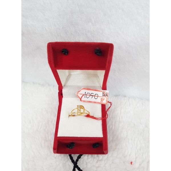 CA259G220G cincin anak model inisial nama huruf D permata emas kuning asli no 4 kadar 70% 16k