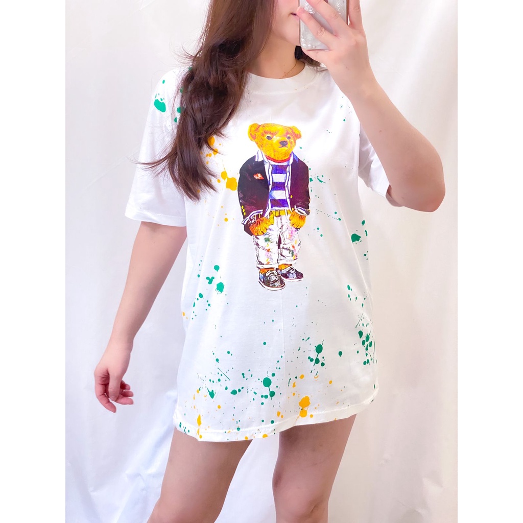 Kaos Oversized Wanita Lengan Pendek Atasan Wanita Motif Beruang