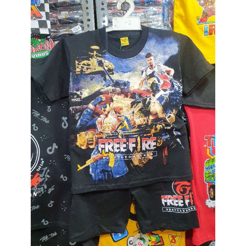 SETELAN KAOS BAJU ANAK FF FREE FIRE GAMING 1-10 tahun BEST SELLER