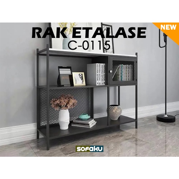 Rak Etalase Marmer C-0115 - Rak Pajangan Rak Sepatu Tingkat - Rak Buku Rak Serbaguna - Rak Dekorasi 
