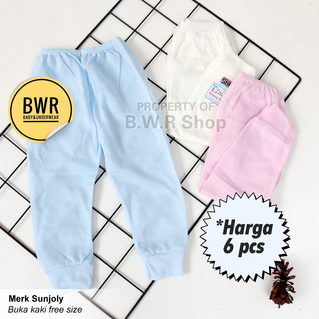 [ 6pc ] Celana Bayi PANJANG SUNJOLY Warna POLOS | Celana Anak Bayi Buka Kaki Newborn | Bwr IX