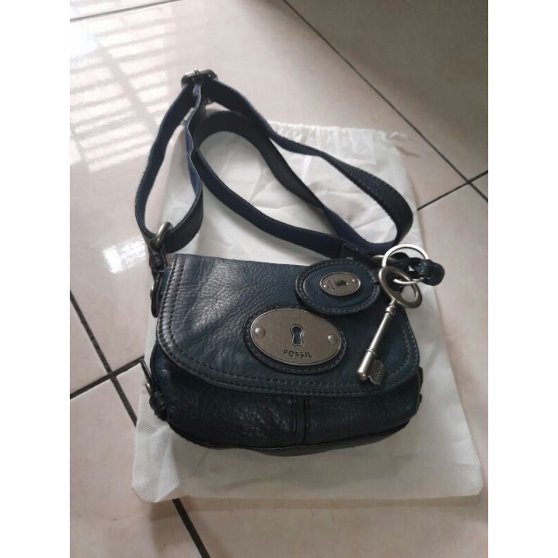 Tas fossil maddox mini flap navy preloved