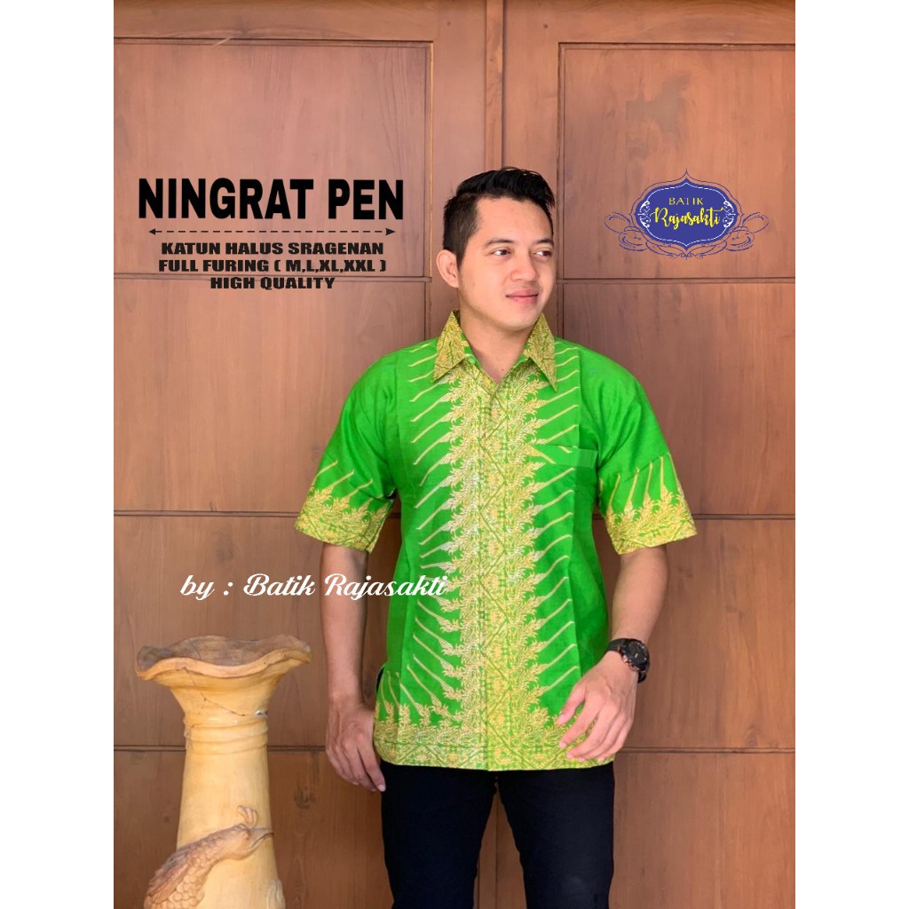 NINGRAT PEN Kemeja Batik Pria Lengan Pendek Katun Halus FULL FURING Rajasakti