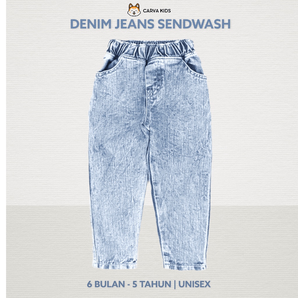 CELANA PANJANG CARVA JEANS SENDWASH ICEWASH ANAK LAKI LAKI BAYI PEREMPUAN BESTSELLER