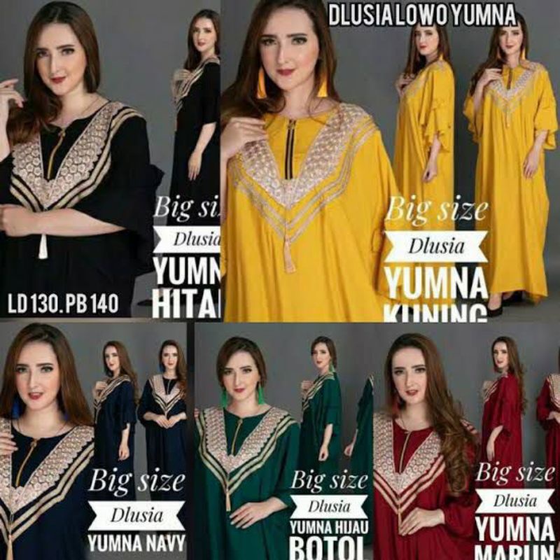 Daster Arab Dlusia Yumna Jumbo BIG SIZE  LD 130 cm Busui Bahan Tebal