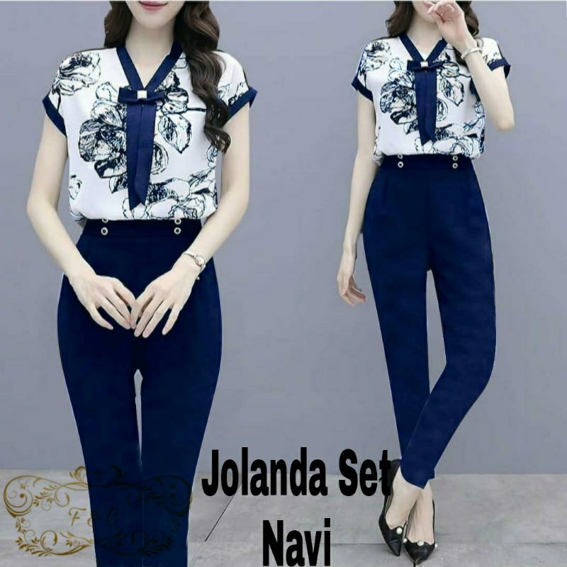 PCS SET JOLANDA FE SETELAN ATASAN DAN CELANA BAHAN BABYETRRY
