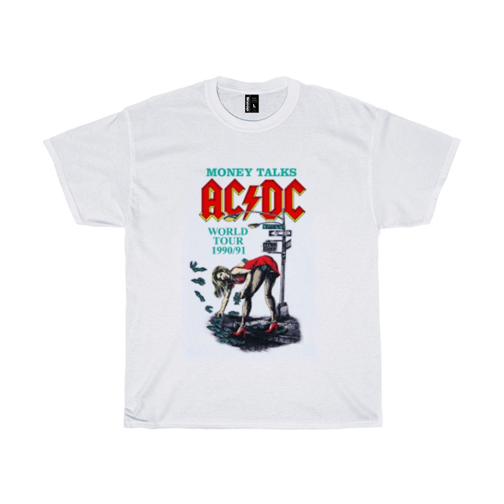 Ready Stock - Kaos Acdc Vintage Money Talk Regular Fit Print On Cotton Material