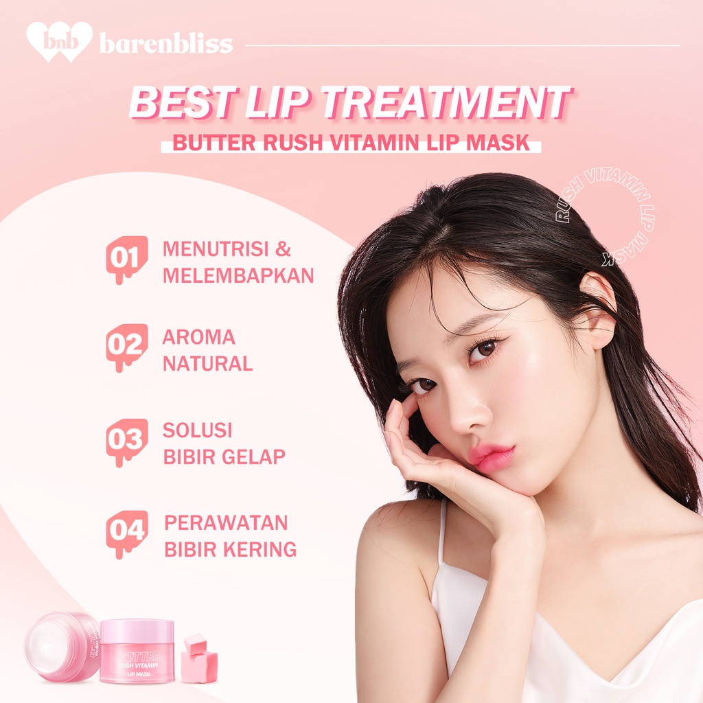 [NEW FORMULA] BNB barenbliss Butter Rush Vitamin Lip mask Moisturizing Lip Balm「Masker Bibir Cerah」