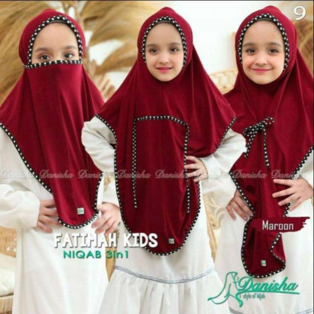 (COD) Hijab 3 in 1 jumbo anak polka (7-12th) | Hijab ayana cadar anak