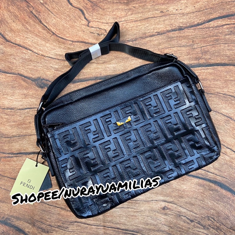 Tas selempang fendi Kulit asli import tas slempang pria fendi messenger bag pria fendi tas kantor pria