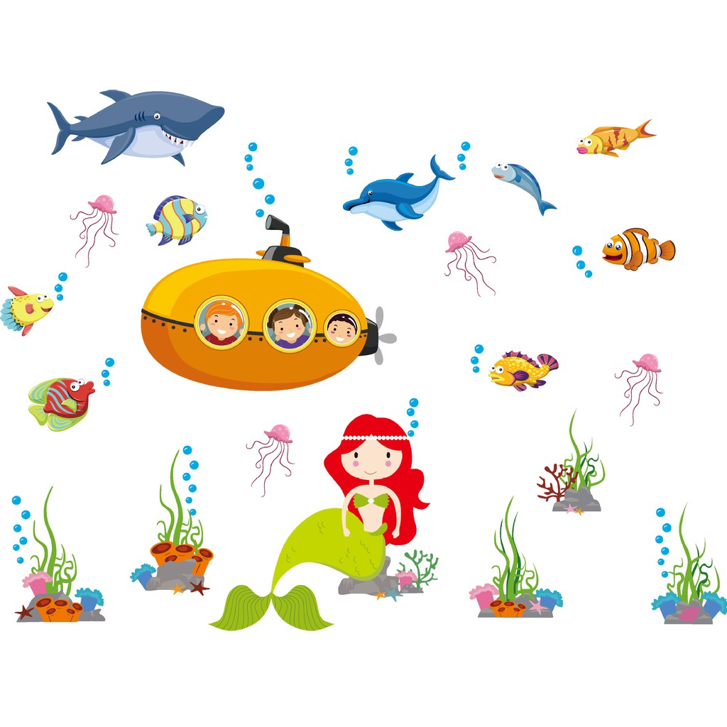 RELIZA Wall Sticker / Stiker Dinding 60X90 IKAN PAUS HIU FISH TOILET KAMAR MANDI JM7262