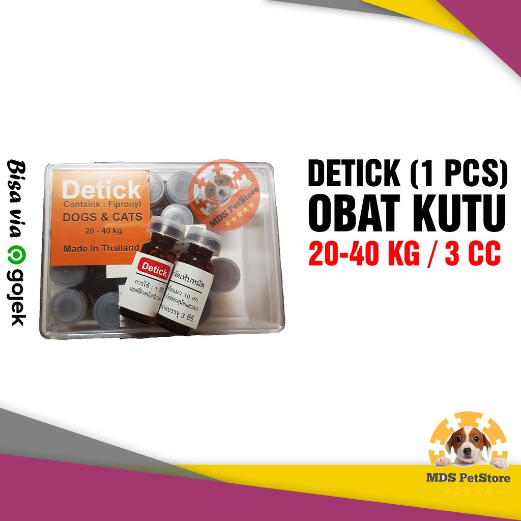 Obat Kutu Detick 20-40 kg 3 ML | 20-30kg 3ml 3cc untuk kucing anjing